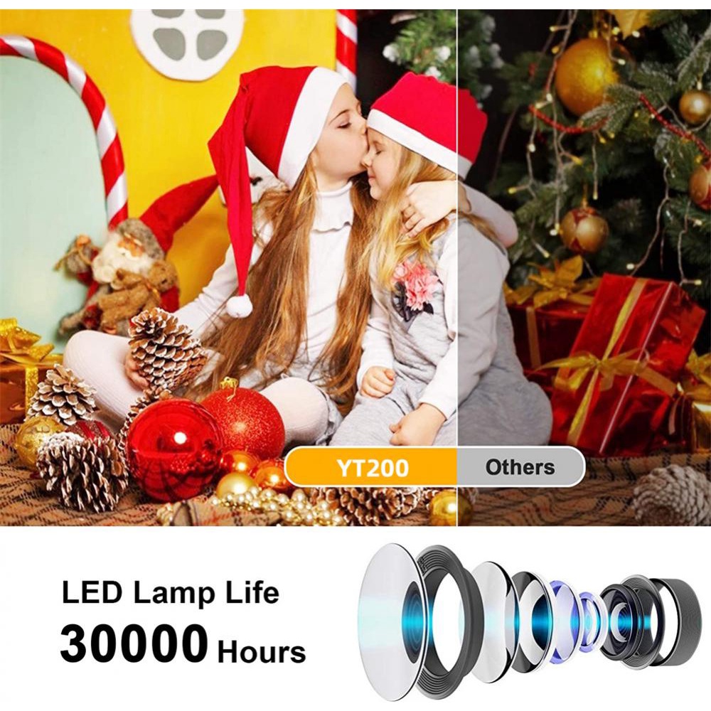 YT200 Black LED Mobile Video Projector Support 1080P Home Theater Media ...