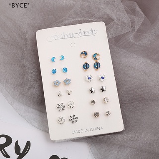 Byce&gt; ใหม่ ต่างหูสตั๊ด โลหะผสม รูปดาวเคราะห์ เกล็ดหิมะ ดวงจันทร์ ดาวเคราะห์น่ารัก เครื่องประดับ สําหรับผู้หญิง วัยรุ่น 12 คู่ ต่อชุด