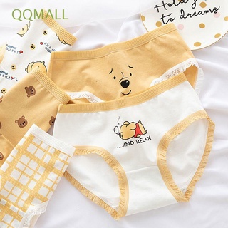 QQMALL Korean Women Panties Cute Briefs Underwear New Cotton Crotch Intimates Lingerie Mid Waist Girls Cartoon Bear