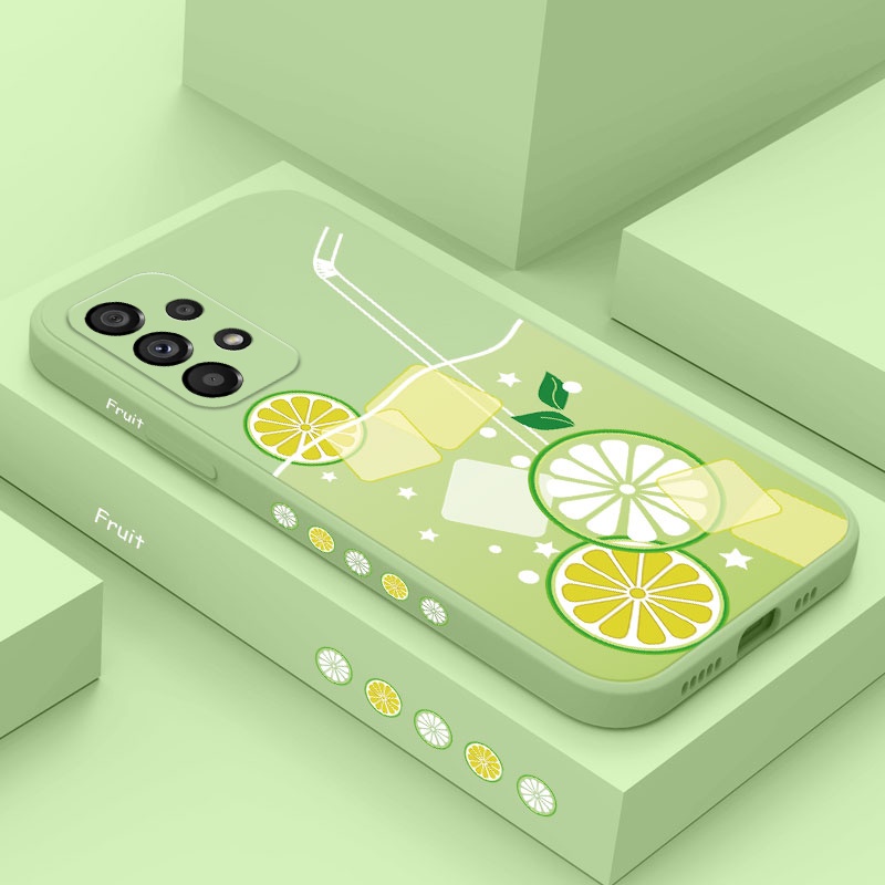 เคสโทรศัพท์มือถือ ซิลิโคน ลายเครื่องดื่ม มีลายด้านข้าง เหมาะกับฤดูร้อน สําหรับ Samsung Galaxy A73 A53 A33 A23 5G