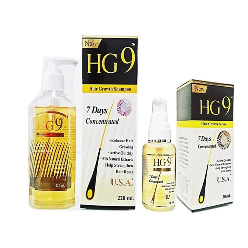 HG9 Hair Growth Serum + Shampoo เฮ็จจ์ จี ไนน์ เซรั่ม และ แชมพู  (1 ชุด)