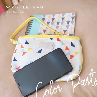 KEPT Wristlet Bag รุ่นstandard กระเป๋าคล้องมือ ผ้าเคลือบกันน้ำ กระเป๋าสตางค์  ลาย Color Party