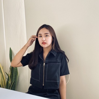 PIXXME_Basic zip set ชุดเซ็ทเสื้อกางเกงขาสั้น