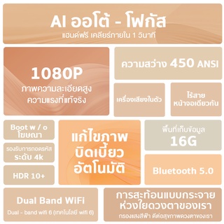 Wanbo T4 Projector 4K HD โปรเจคเตอร์ โปรเจคเตอร์พกพา แก้ไขภาพบิดเบี้ยวอัตโนมัติ โฟกัสอัตโนมัติ img 2