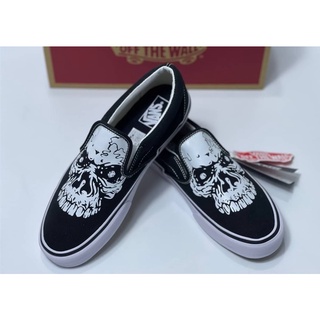 ฟรีค่าจัดส่ง 🔥 รองเท้า Vans Slip on ลายหัวกระโหลก สะท้อนแสงได้ในที่มืด