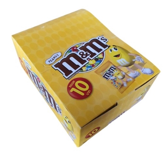 ช็อคโกแลต m &amp; m peanut กล่องเหลือง เอ็ม แอน เอ็ม ขนาด 14.5 กรัม 20 ซอง ขนมแบบซอง