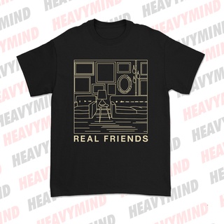 คอตต้อนคอกลมเสื้อยืด ลาย Real Friends สําหรับติดตกแต่งห้องนั่งเล่นS-5XL