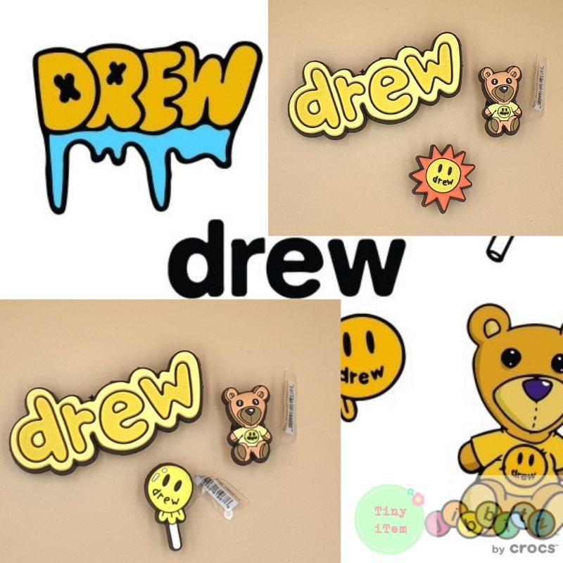 Set Drew 3ชิ้น🔥 99บ. Drewตัวใหญ่สุดฮิต Jibbitz Crocsตัวติดรองเท้า ตัวติดกระเป๋า