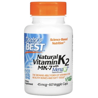 Doctors Best, Natural Vitamin K2 MK-7 with MenaQ7, 45-180 mcg, 60 Veggie Caps