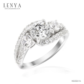 Lenya Jewelry แหวนเพชร DiamondLike ประดับเพชรเม็ดกลางขนาด1กะรัตล้อมไปด้วยเพชรข้างและเพชรประดับ