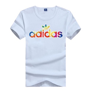 แนวโน้มผู้ชายต้นฉบับAdidasเสื้อยืด 8 สีผู้ชายเสื้อยืดคอกลมหลากสีพิมพ์โลโก้แขนสั้นเสื้อยืดผ้าฝ้ายAdidasเสื้อยืดฤดูร้อนที่