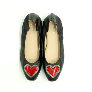 รองเท้าหนังแกะ ICONIQ รุ่น Haertie Soft Ballerina in Black