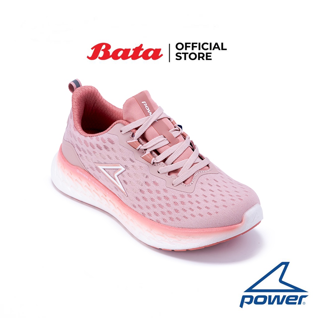 Bata บาจา ยี่ห้อ Power รองเท้าผ้าใบกีฬาออกกำลังกาย แบบผูกเชือก ดีไซน์เท่ห์ รองรับน้ำหนักเท้าได้ดี  สำหรับผู้หญิง รุ่น XoRise+500 สีชมพู 5185003