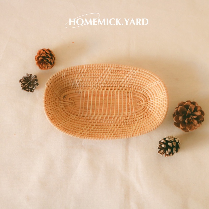 homemick.yard  ตะกร้าหวายทรงวงรี ยกขอบ สายคาเฟ่ สานแน่น ทรงสวย มี 2 ขนาด มีเคลือบแลคเกอร์ – โปรปัง