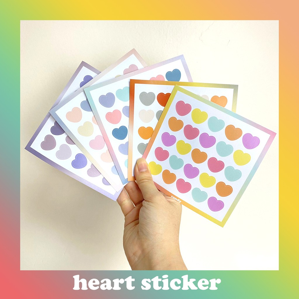 5 แถม 1!สติกเกอร์หัวใจ 💗 5 โทนสี heart .sticker ตกแต่ง mood tracker DIYสติกเกอร์น่ารัก พร้อมส่ง 🧸