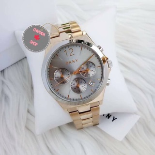 🍃DKNY Parsons Grey Dial Gold Tone Ladies Chronograph Watch / NY2452