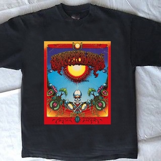 tshirtเสื้อยืดคอกลมฤดูร้อนเสื้อยืด พิมพ์ลาย Grateful Dead 1990 Rick Griffin Aoxomoxoa VTG สีดํา สําหรับผู้ชาย 277911Sto4