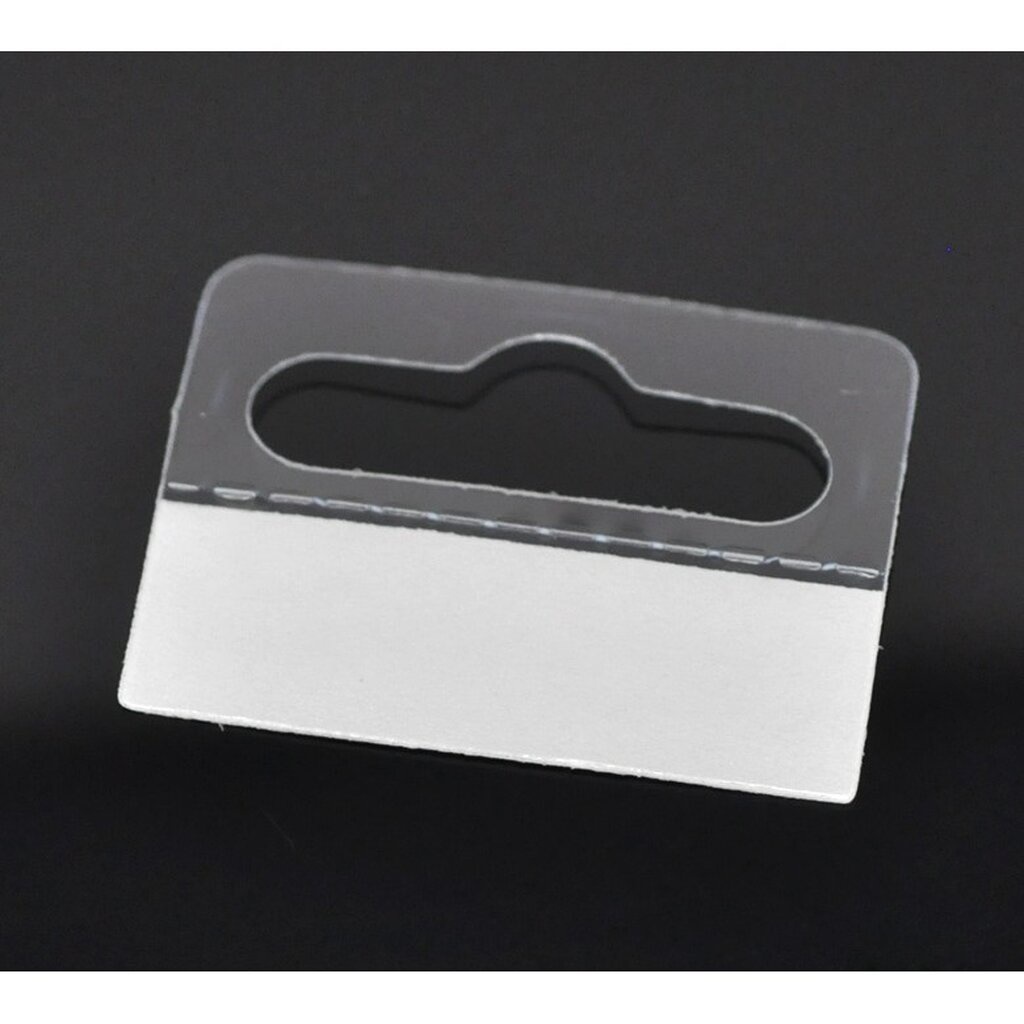 Hang Tabs หูแขวนสินค้า ป้ายแขวนสินค้าพลาสติก PET มีแถบกาว แพ็ค 100 ชิ้น