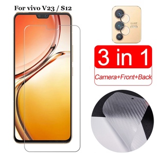 3 in 1 ฟิล์มกระจกนิรภัยกันรอยหน้าจอ Hd สําหรับ Vivo V23 5G X70 X60 Y12A Y12s V20 Pro SE