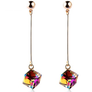 ต่างหู Lovely Rainbow Crystal Ice Cube Dangle Earring