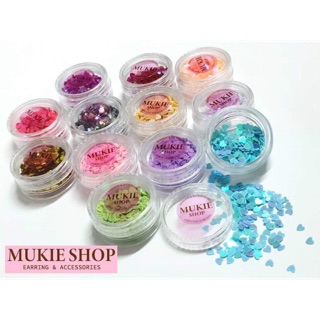 Mukie shop DIY Glitter กลิตเตอร์ หัวใจ ทรงหัวใจ เล็บ เรซิ่น ตกแต่งเล็บ ตกแต่งเรซิ่น แบบกระปุก DIYเครื่องประดับ