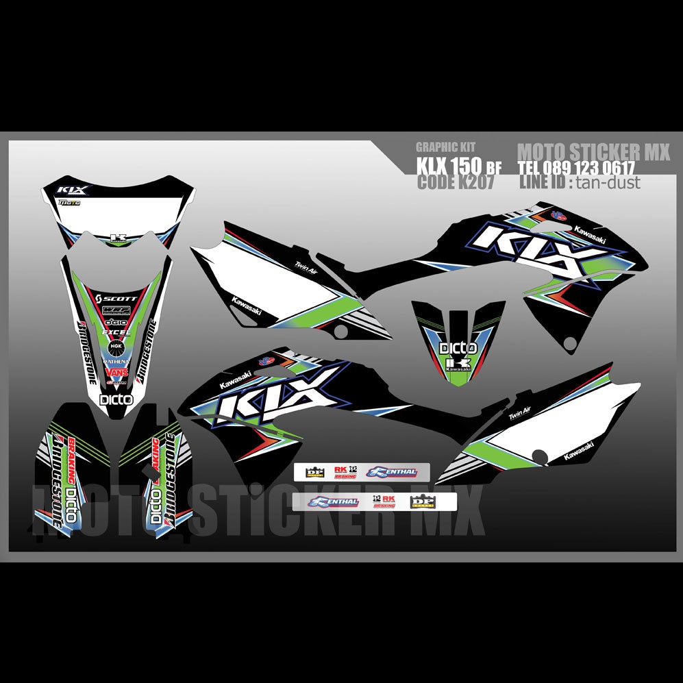 สติ๊กเกอร์ KLX150 bf kawasakiทั้งคัน Graphic kit สติ๊กเกอร์เคลือบเงา สุดคุ้ม