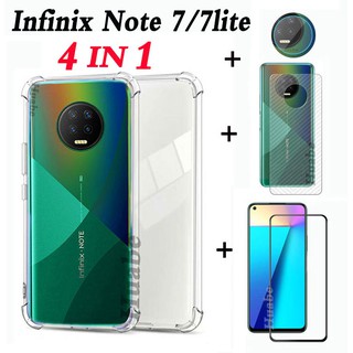 infinix note10 pro case 4In1 ฟิล์มกระจกนิรภัยติดเลนส์กล้องสําหรับ Infinix Note 7 8 Smart 5 /4 Camon 16 spark 6 6air