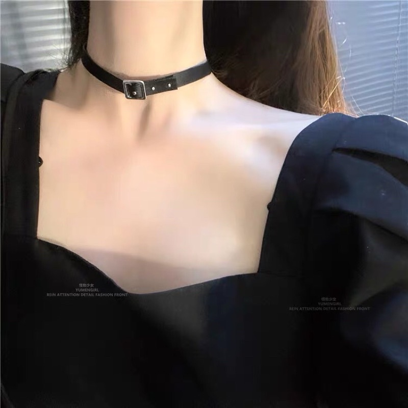 N10 ✔️พร้อมส่ง โชคเกอร์กำมะหยี่เนื้อนุ่มลายเข็มขัด