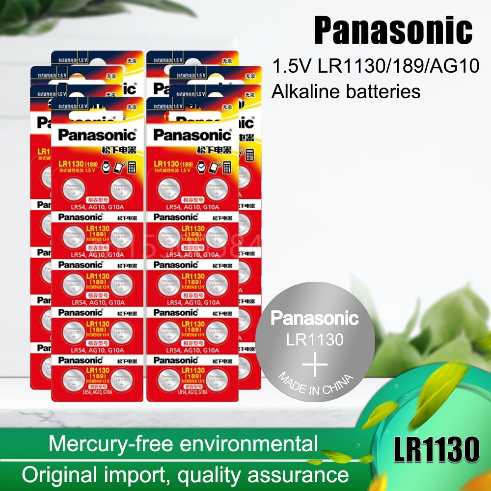 Panasonic LR1130 LR 1130 1.5V Button Cell Coin 189 AG10 V10GA L1131 SR1130W SR1130 389 LR54 SR54 Watch Alkaline Battery
