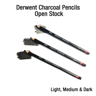 ดินสอ  ดินสอสีชาร์โคลเดี่ยว Light, Medium, Dark (Charcoal Pencils) 1 แท่ง แบนด์ DERWENT