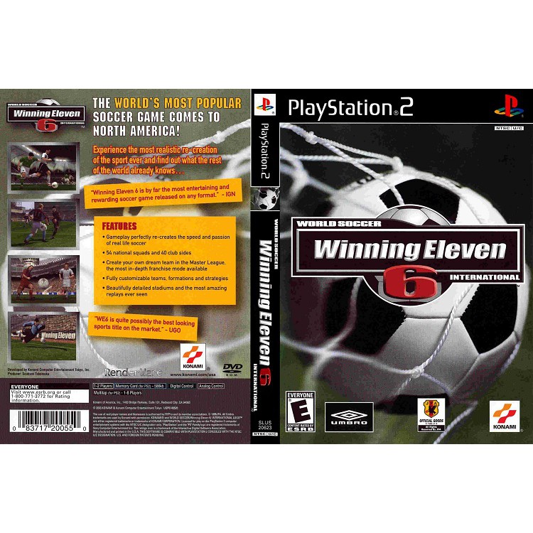 WORLD SOCCER WINNING ELEVEN 6 INTERNATIONAL [PS2 US : DVD5 1 Disc]