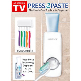 Toothpaste Dispenser เครื่องกดยาสีฟันศูนย์ยากาศ พร้อมที่แขวนยาสีฟัน แบบใช้แรงดัดของอากาศในการบีบยาสีฟัน T0275