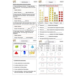 ใบงาน Mathematics ป.2 EP/MEP/MSEP | ครบ 2 เทอม พิมพ์สีทั้งเล่ม 119 หน้า แบบฝึกหัด+เฉลย