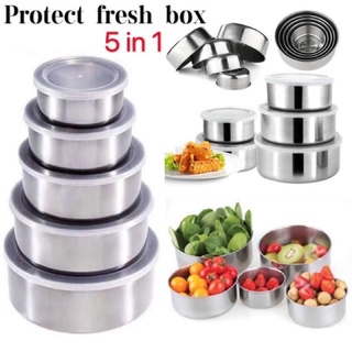 ชุดถ้วยสแตนเลส 5 ชั้น Protect fresh box stainless steel  สิเนค้าพร้อมส่งในไทย🚨