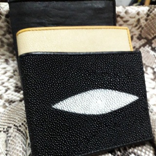 stingray  wallet  กระเป๋าหนังปลากระเบนแท้beige+++++แพค3ใบ