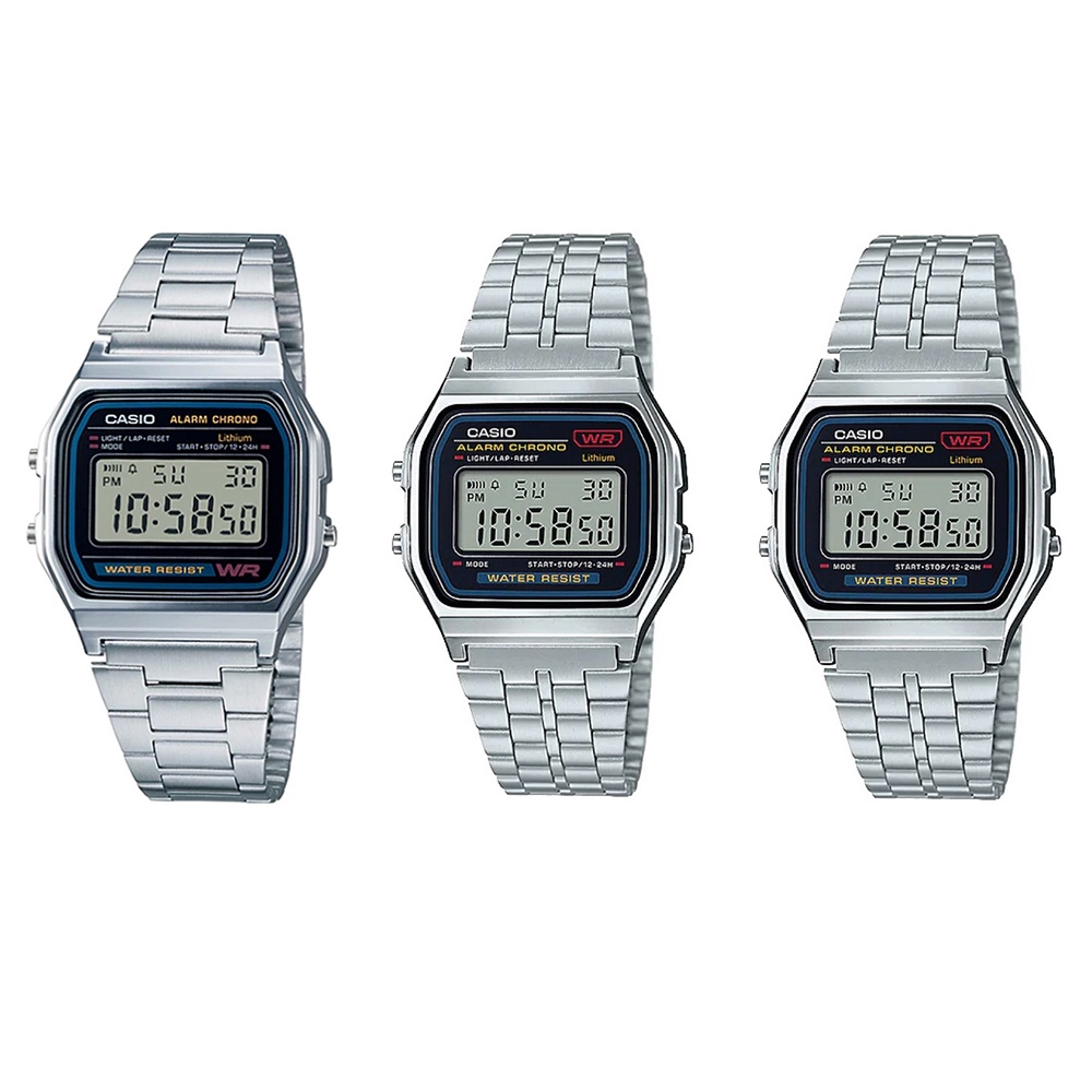 Casio Standard นาฬิกาข้อมือผู้ชาย สายสแตนเลส รุ่น A158W,A159W (A158WA-1,A159WA-N1,A159W-N1)