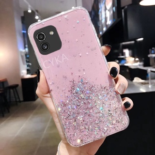 Ready Stock เคสโทรศัพท์ Samsung A03 เคส Samsung Galaxy A03 Cute Bling Glitter Star Transparent Cover