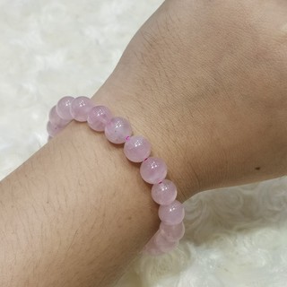 ลดพิเศษ สร้อยข้อมือโรสควอทซ์ Rose quartz พลอยสีชมพูโรส 8MM 9MM 10MM หินแท้100% Bracelet