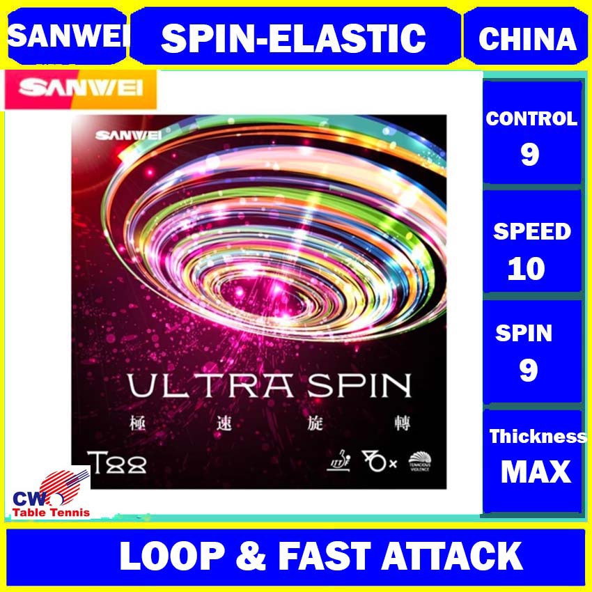 SANWEI T88 ULTRA SPIN 40+ Pips ในแผ่นยางปิงปองยางปิงปอง