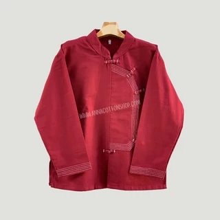 เสื้อผู้ชาย ผ้าฝ้ายชินมัย คอจีนไทลื้อป้าย กระดุมจีนด้นด้ายสลับสีโดนเด่น เนื้อนุ่มมือสวมใส่สยาย งานดีมีเอกลักษณ์เฉพาะตัว