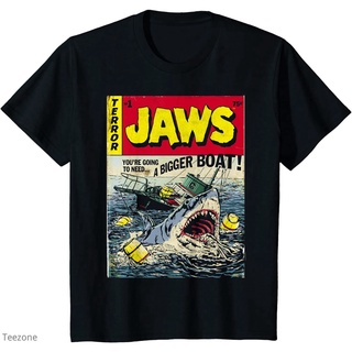 เสื้อยืดคอกลม แขนสั้น ผ้าฝ้าย พิมพ์ลายการ์ตูน Jaws Pulp Attack แฟชั่นฤดูร้อน สําหรับผู้ชาย