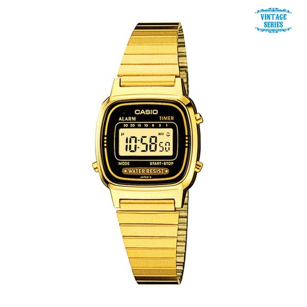 Casio Standard นาฬิกาข้อมือผู้หญิง สีทอง สายสแตนเลส รุ่น LA670WGA-1