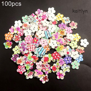 Kait_กระดุมไม้ รูปพลัม สําหรับตกแต่งเสื้อผ้า กระเป๋า DIY 100 ชิ้น