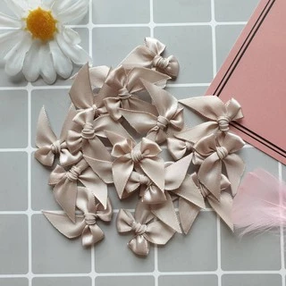 โบว์จิ๋ว แพ็คละ 100 ชิ้น ริบบิ้นหน้ากว้าง 12-13 มม. โบว์ผ้าซาตินอย่างดีสีพรีเมี่ยมเรียบหรู
