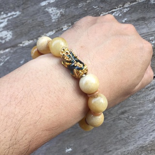 สร้อยข้อมือหยกพม่าแท้ 💯% กับปี่เซียะสีทอง หยกน้ำผึ้งสีสวย หยกสีทอง Burma jade ส่งเสริมทรัพย์ สินค้าคัดเกรด