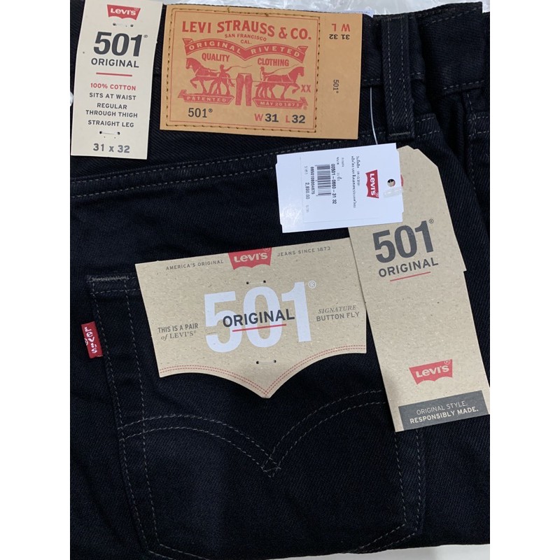 Levi’s 501 (ลีวายส์ 501) super black สีดำล้วน ของใหม่ ป้ายไทย เอว 31 ยาว 32