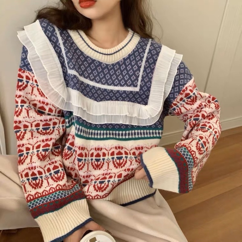 [ 2hand ] เสื้อสเวตเตอร์ผ้า QC Lace Brocade (รวมภาพถ่ายจริง)