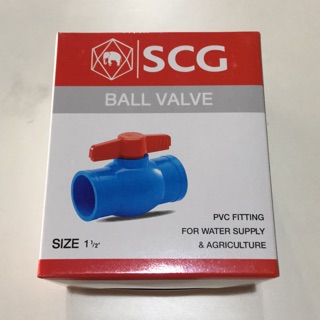 บอลวาล์ว พีวีซี ประตูน้ำ pvc 1 1/2" หรือ 1นิ้วครึ่ง ตราช้าง scg