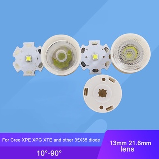 เลนส์ LED 5 ชิ้น พร้อมขาตั้ง 13 มม. 21.6 มม. สําหรับ Cree XPE XPG XTE 35X35