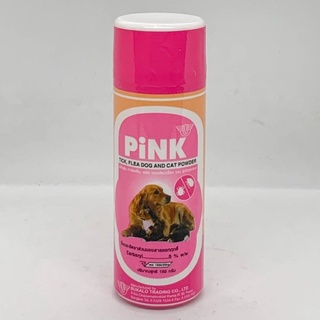 พิ้งค์ Pink แป้งฝุ่น กำจัดเห็บ หมัด ไร ของสัตว์เลี้ยง สุนัข แมว 150 gm